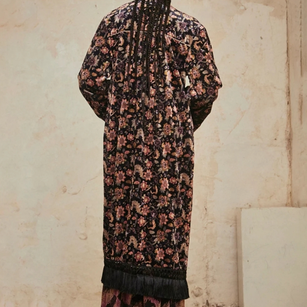 NWT NEKANE | $147 Bahari Long Velvet Fringed Kimono - Picture 4 of 4
